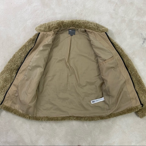 ASOS Women's Beige / Tan Sherpa Cozy Zipper Jacket Teddy Coat Size L - Picture 5 of 10